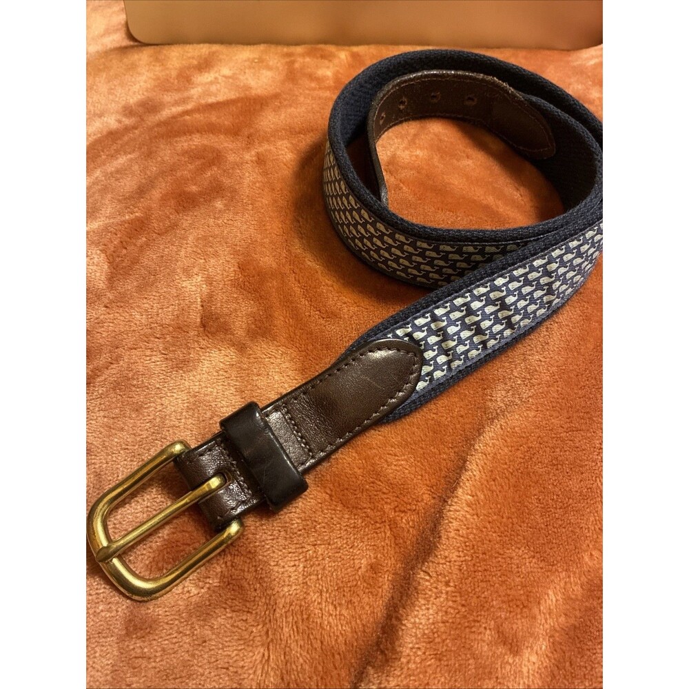 Vineyard Vines Whale Canvas Club Belt Size 28 Navy Fishy Belt Nautical Preppy